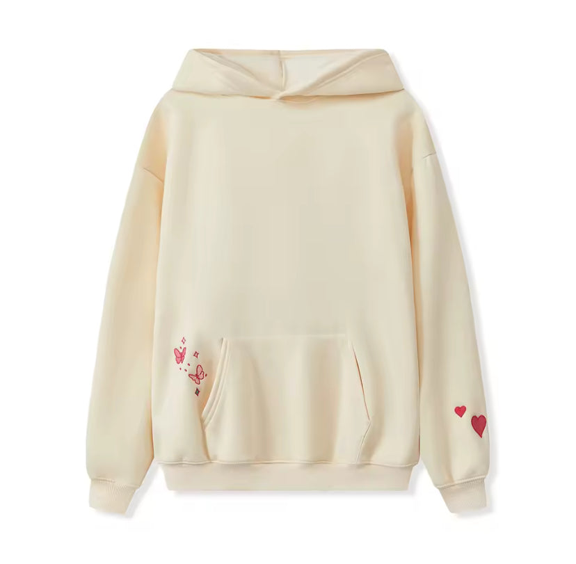 Oversized Embroidered Floral Quote Hoodie