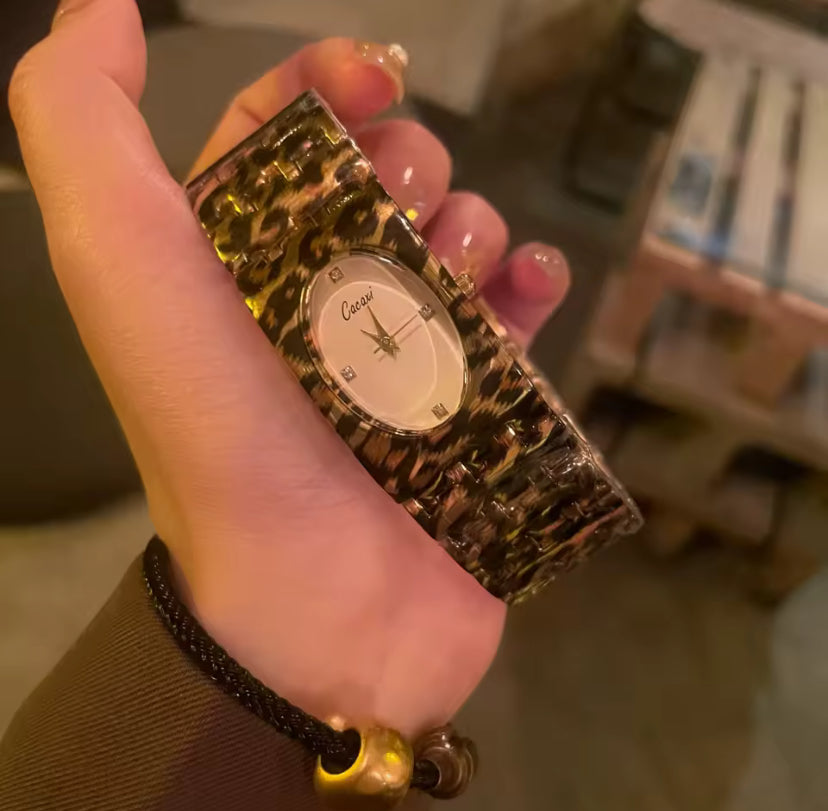 Leopard Print Bangle Watch