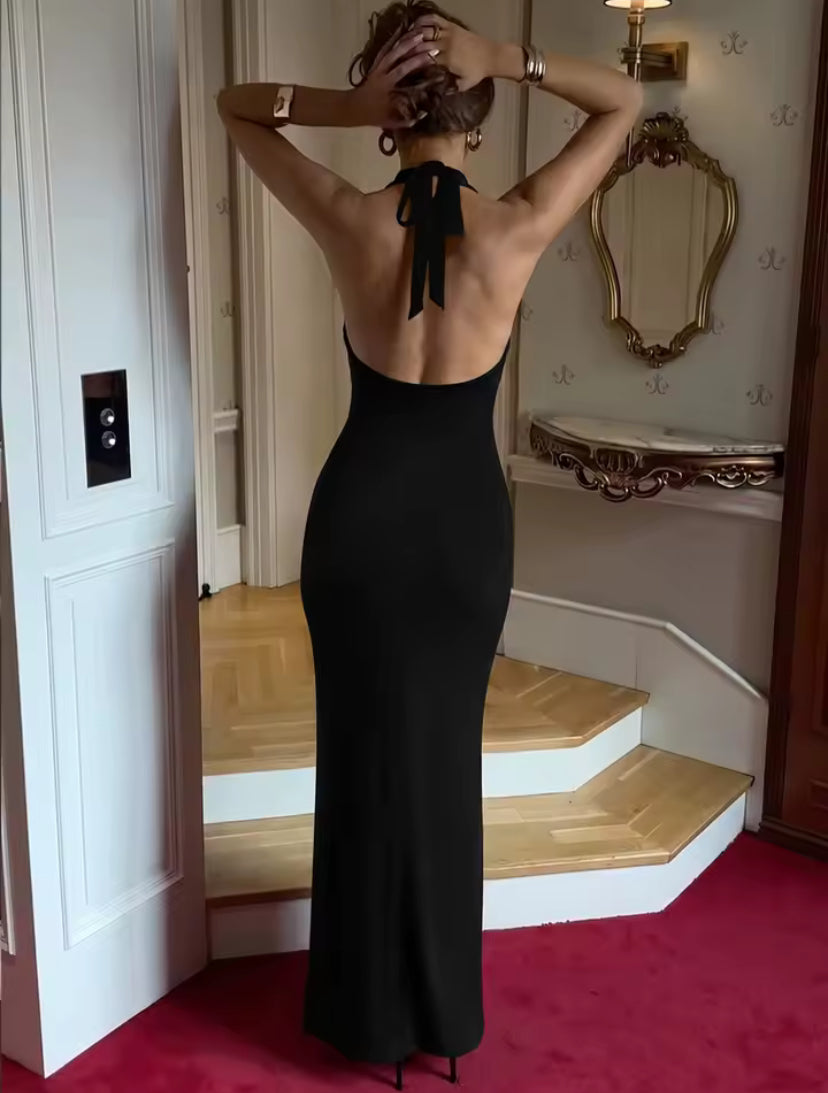 Side Split Halter Maxi Dress