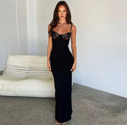 Floral Lace Cup Maxi Dress
