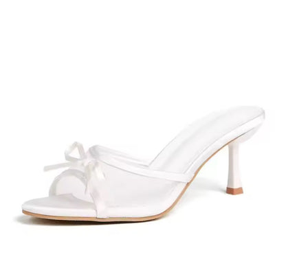 Mesh Bow Kitten Heel