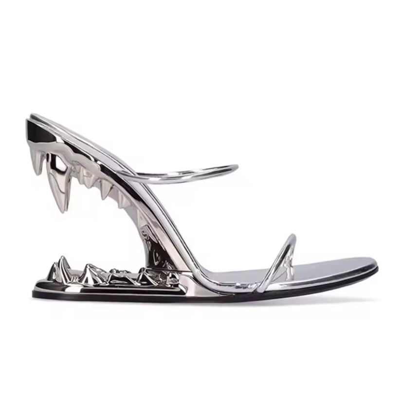 Vampire Teeth Metallic Heels