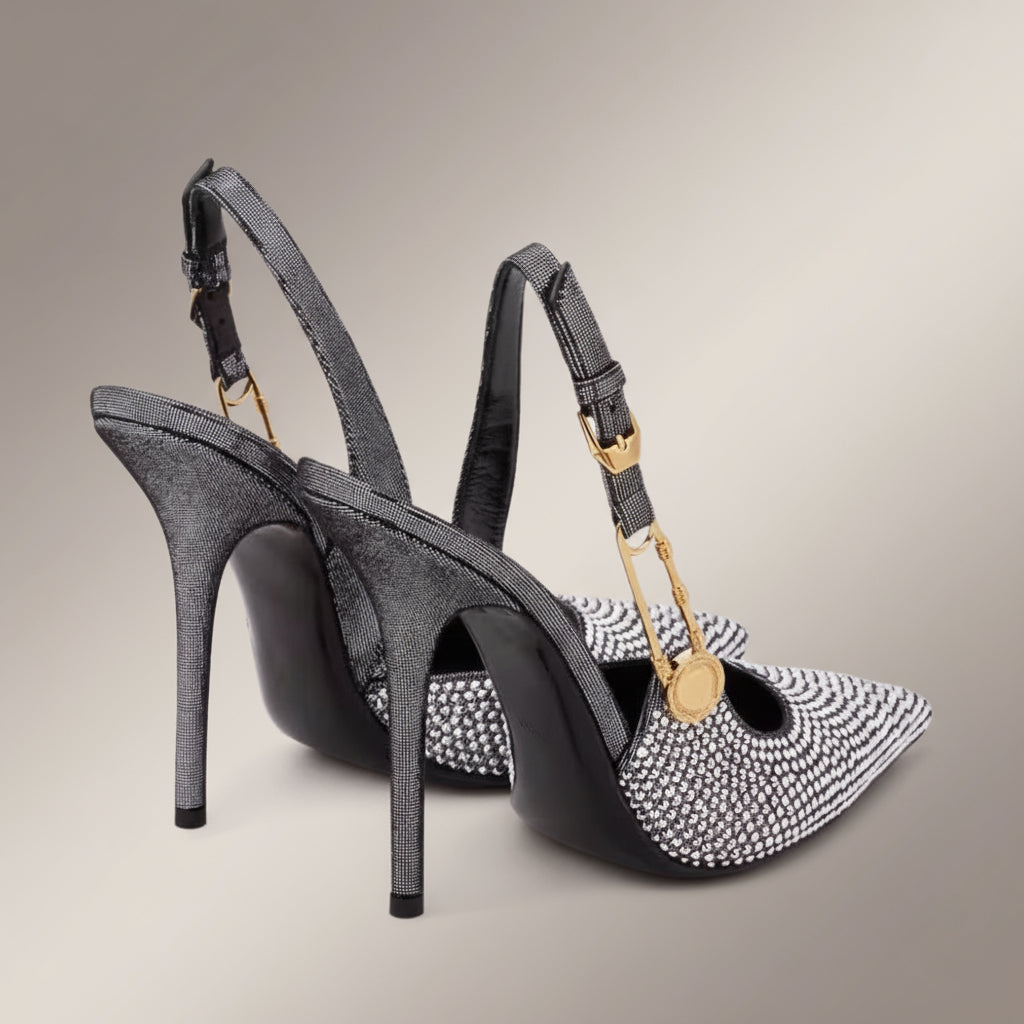 Diamante Gold Strap Detail Heels