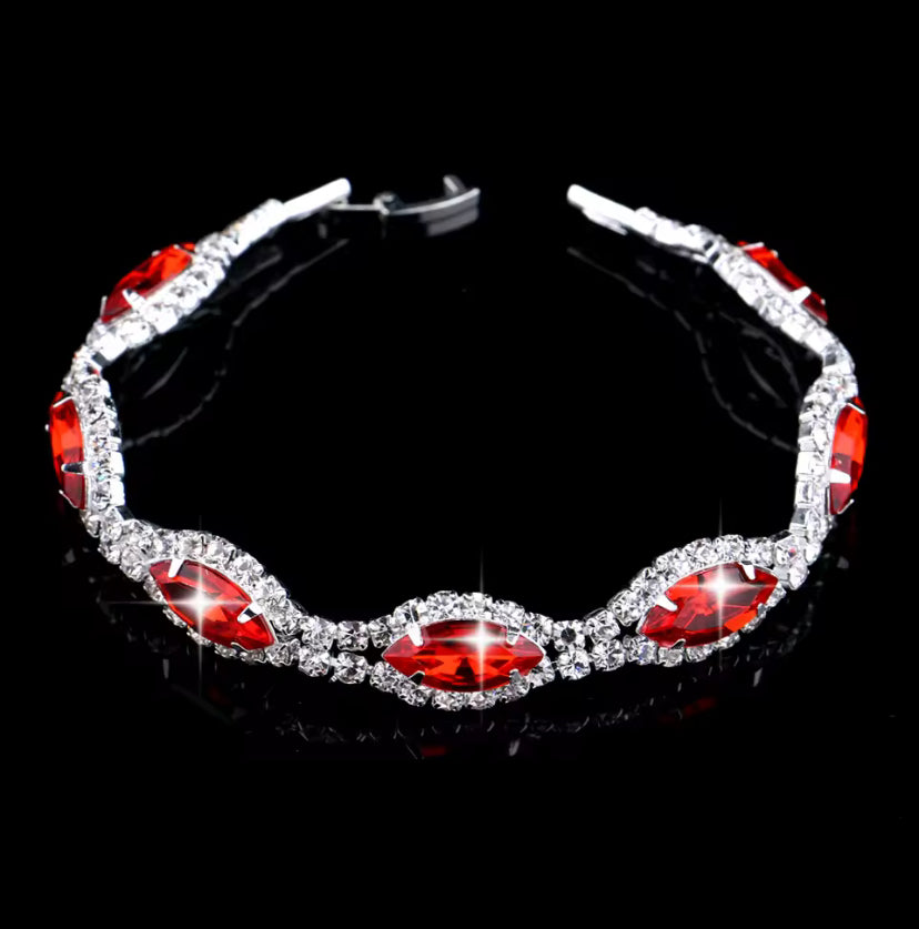 Colourful Crystal Necklace, Earrings & Bracelet Set