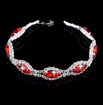 Colourful Crystal Necklace, Earrings & Bracelet Set