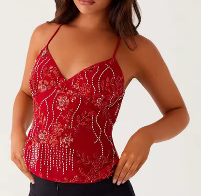 Floral Beaded Top