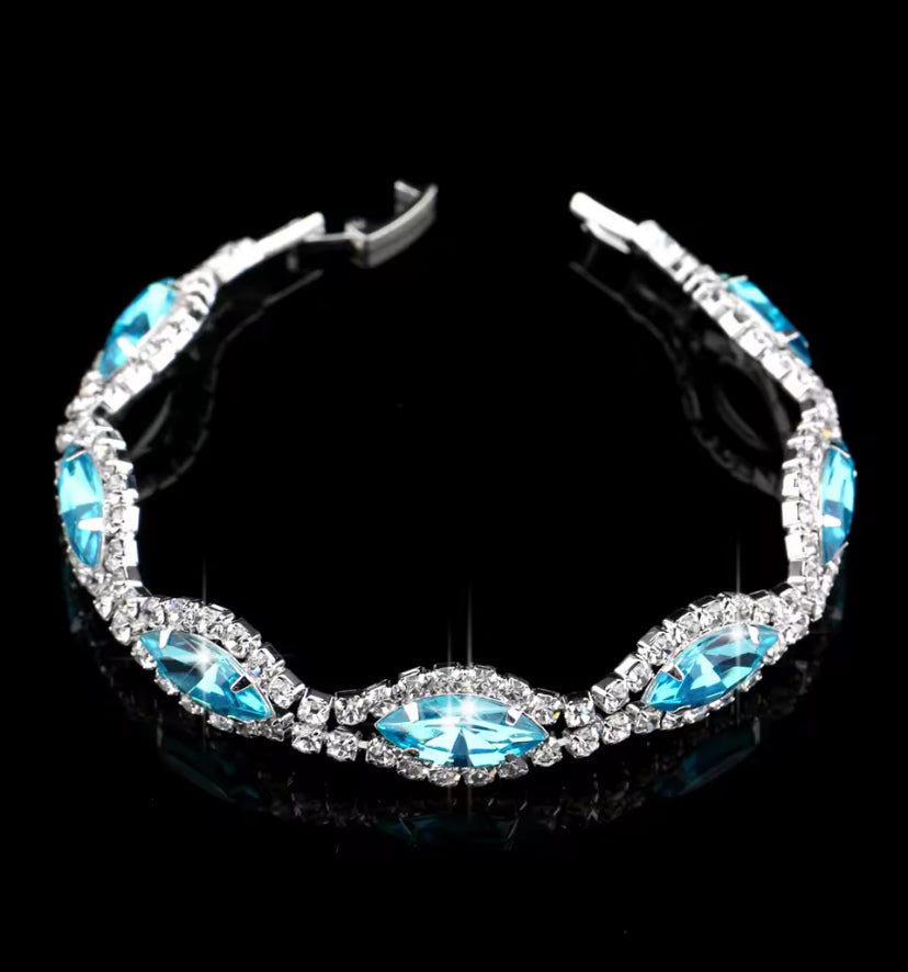 Colourful Crystal Necklace, Earrings & Bracelet Set