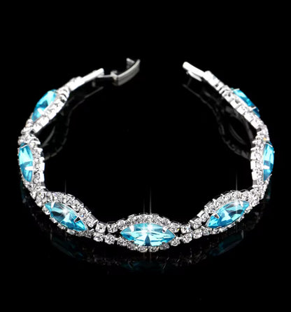 Colourful Crystal Necklace, Earrings & Bracelet Set