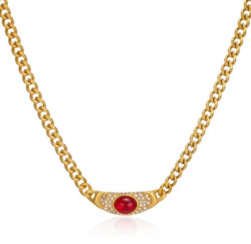 Vintage Oval Jewel Necklace