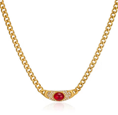 Vintage Oval Jewel Necklace