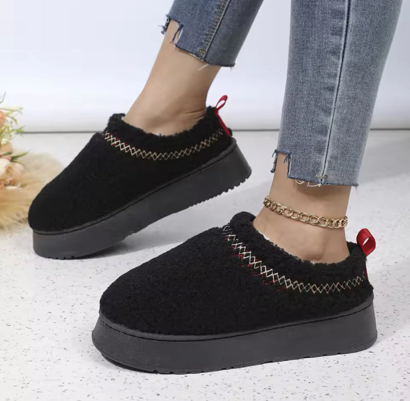 Faux Wool Style Slip On Winter Boots