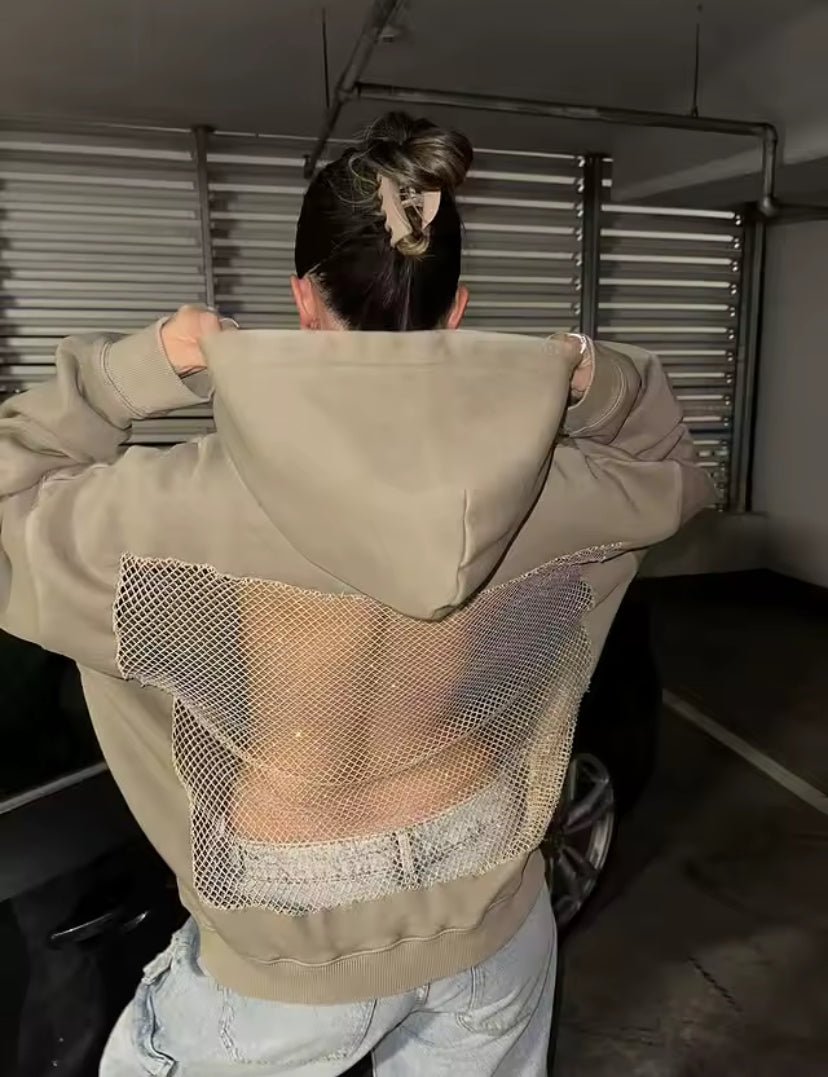 Sparkle Mesh Back Hoodie