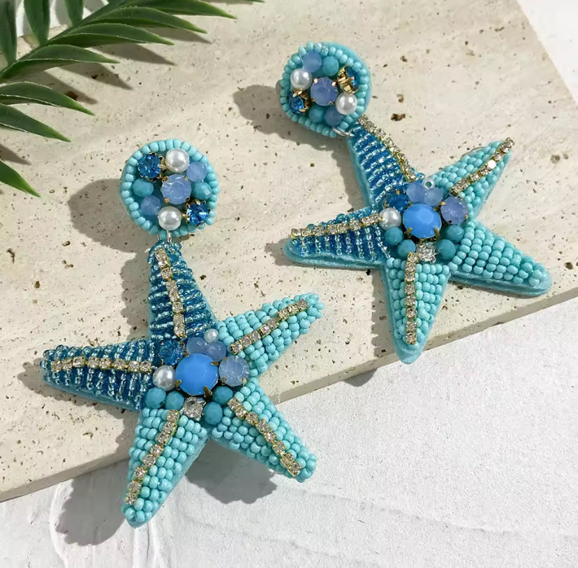 Summer Beach Rhinestone Beaded Earrings