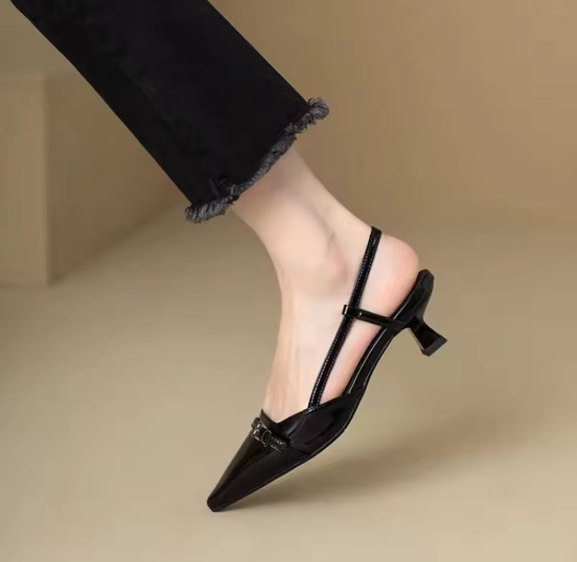 Sling Back Buckle Heels