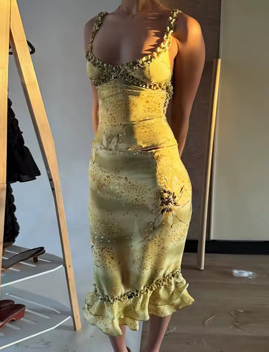 Green Floral Ruffle Co-ord
