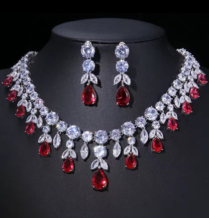 Sparkly Drop Necklace & Earrings Set