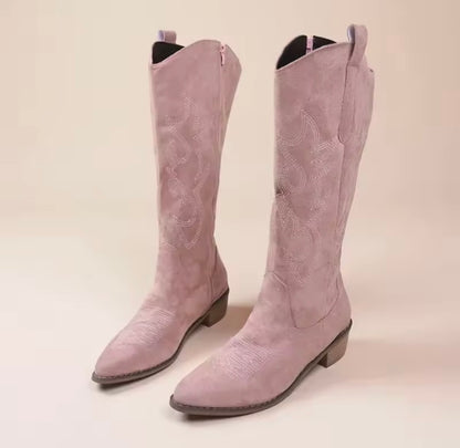 Faux Leather Cowboy Boots