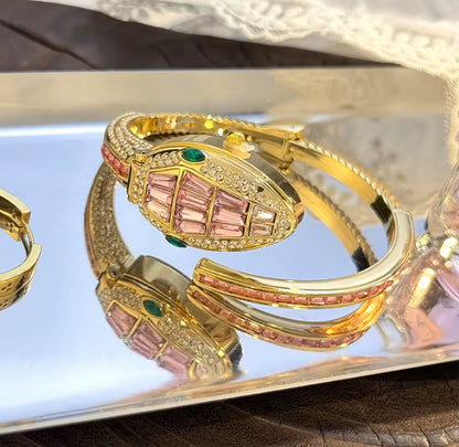 Rhinestone Snake Bangle Watch