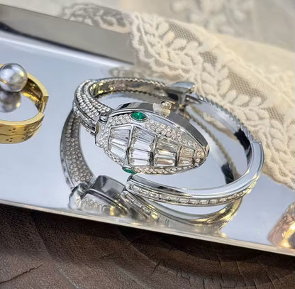 Rhinestone Snake Bangle Watch