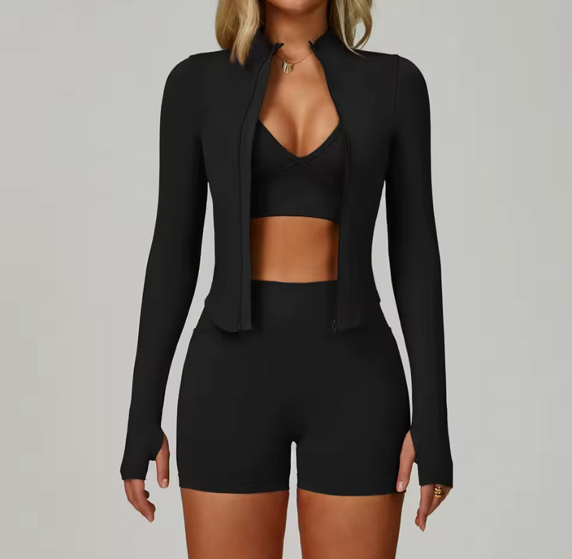 3pcs Jacket Gym Set