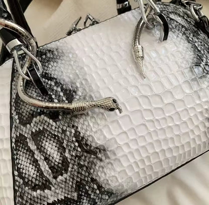 Faux Leather Snake Shoulder Bag