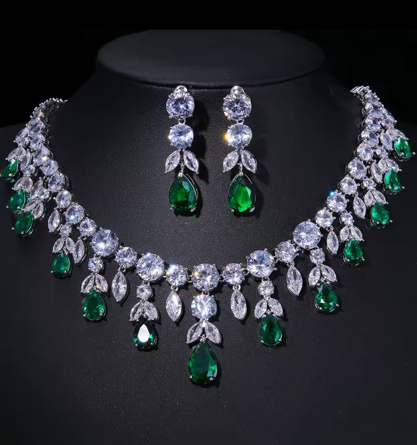 Sparkly Drop Necklace & Earrings Set