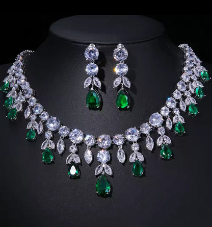 Sparkly Drop Necklace & Earrings Set