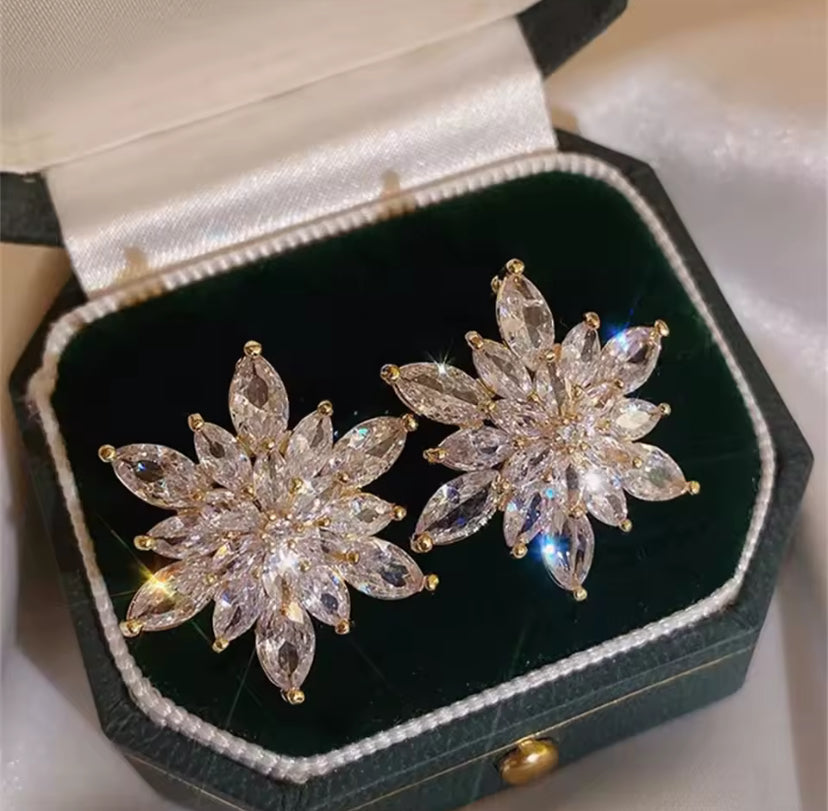 Coloured Crystal Floral Earrings