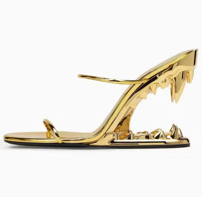 Vampire Teeth Metallic Heels