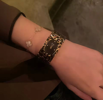 Leopard Print Bangle Watch