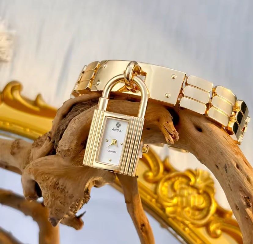 Gold Padlock Watch