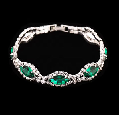 Colourful Crystal Necklace, Earrings & Bracelet Set