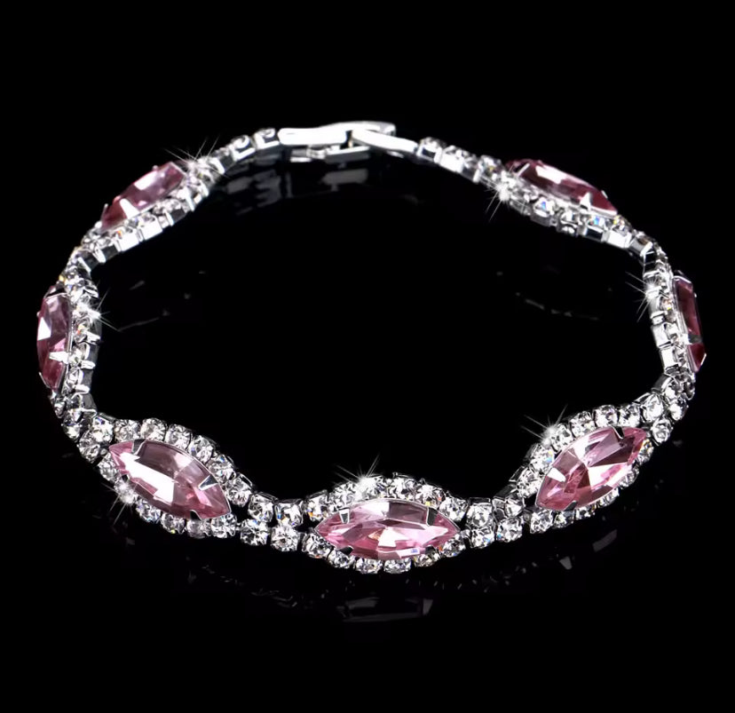 Colourful Crystal Necklace, Earrings & Bracelet Set