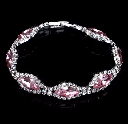 Colourful Crystal Necklace, Earrings & Bracelet Set