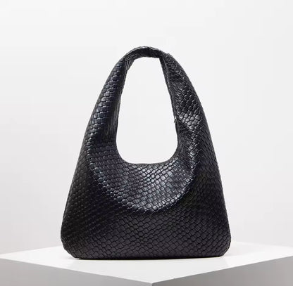 Faux Leather Patterned Tote Shoulder Bag