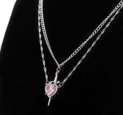 Heart & Sword Necklace Set