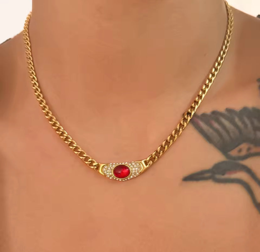 Vintage Oval Jewel Necklace