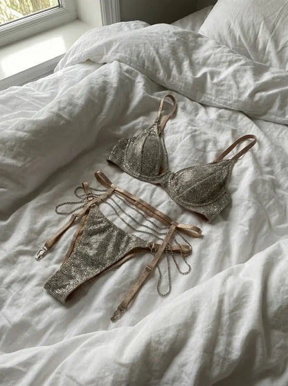 Glitter Rhinestone Underwear Set