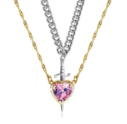 Heart & Sword Necklace Set