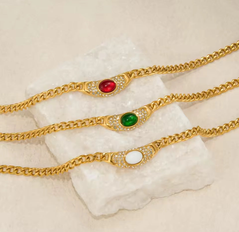 Vintage Oval Jewel Necklace