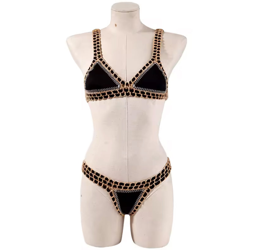 Reversible Crochet Seam Triangle Bikini