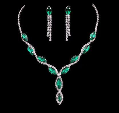 Colourful Crystal Necklace, Earrings & Bracelet Set