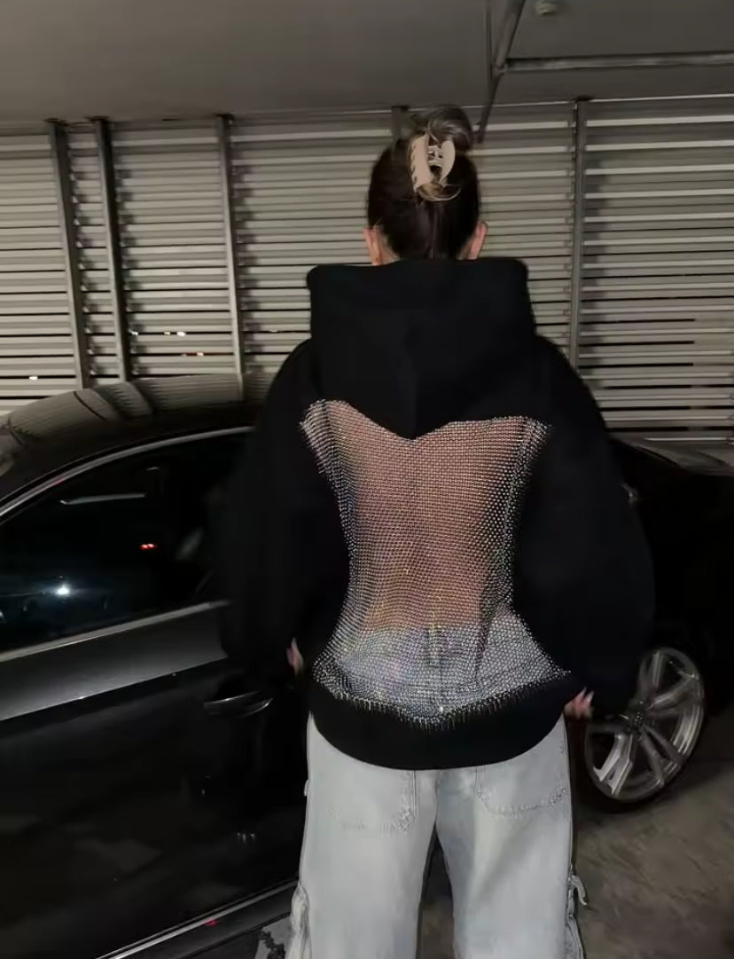 Sparkle Mesh Back Hoodie