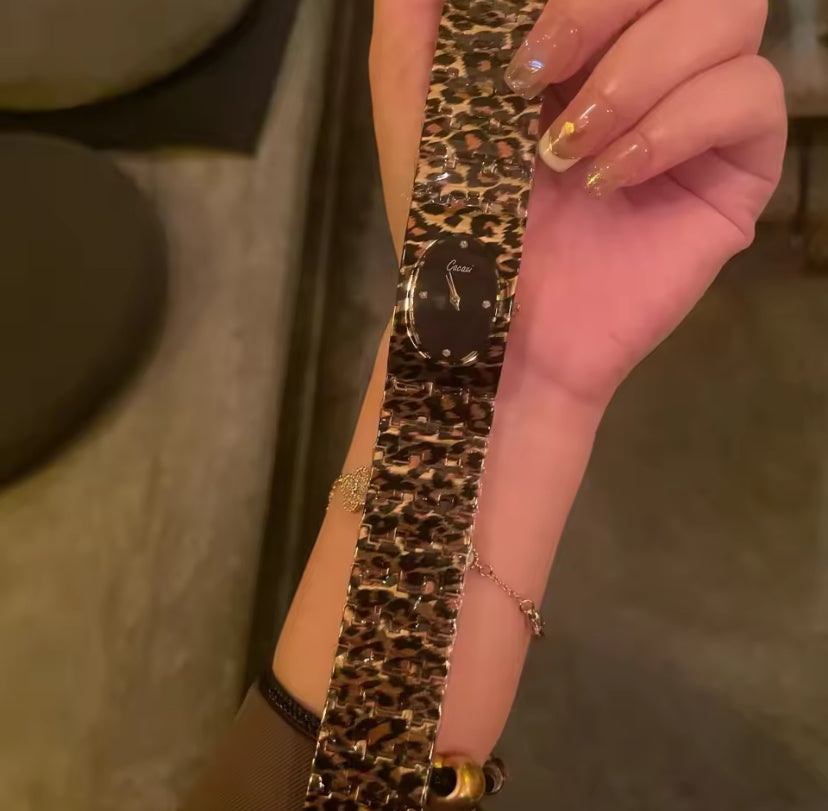 Leopard Print Bangle Watch