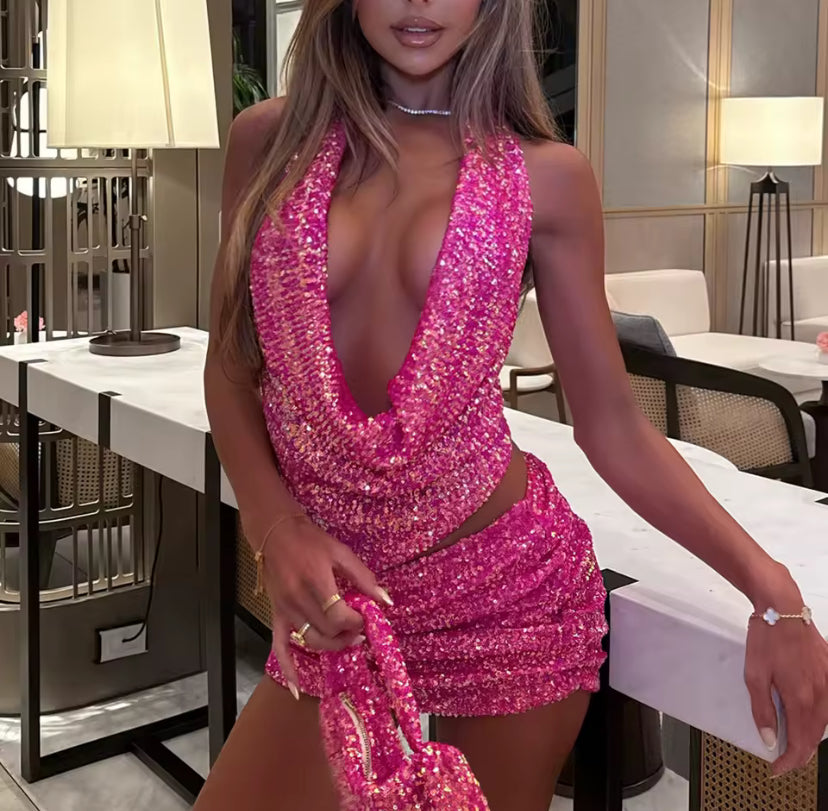 Sequin Hanging Backless Co-ord