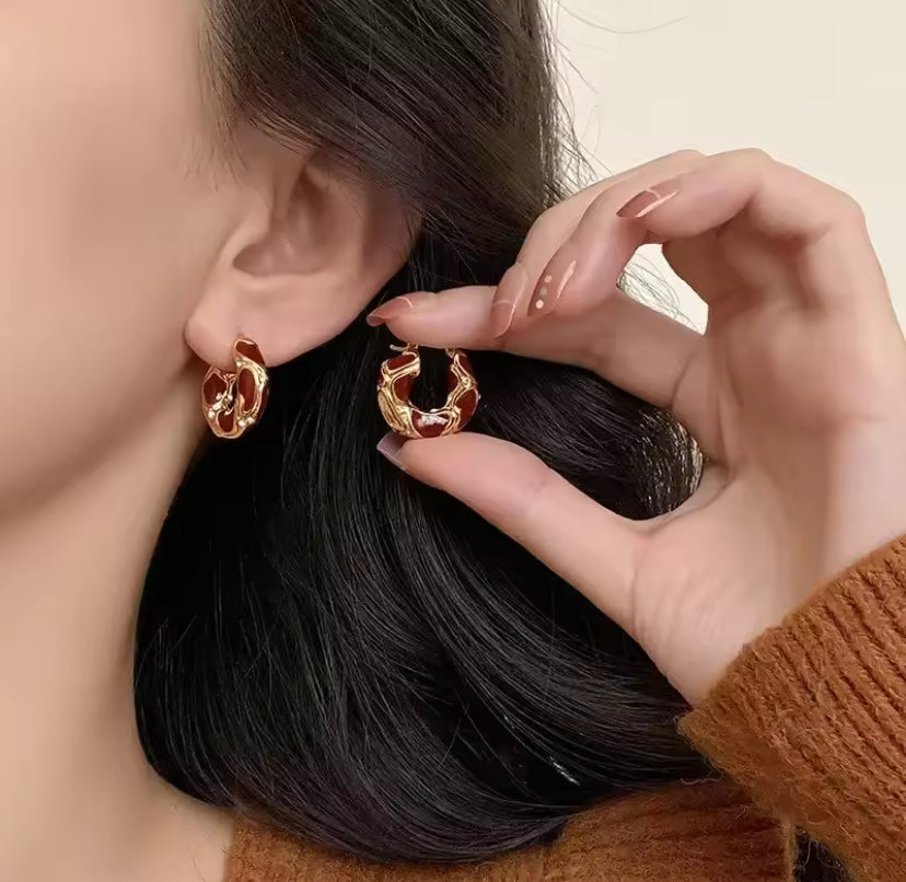 Diamanté Coloured Hoop Earrings