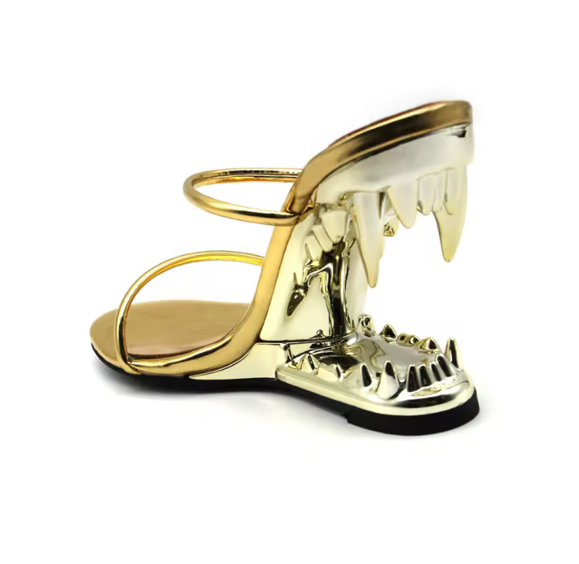 Vampire Teeth Metallic Heels