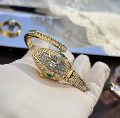 Rhinestone Snake Bangle Watch