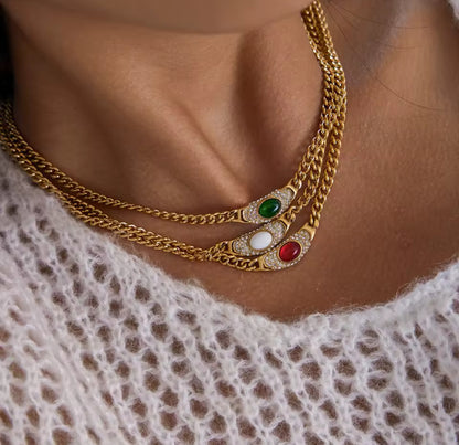 Vintage Oval Jewel Necklace