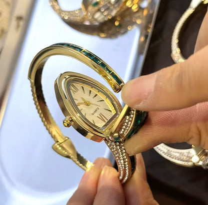 Rhinestone Snake Bangle Watch